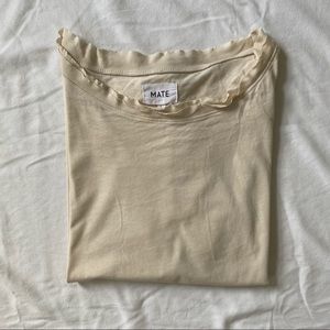 MATE Organic Cotton Raw Neck Boxy Tee in Bone